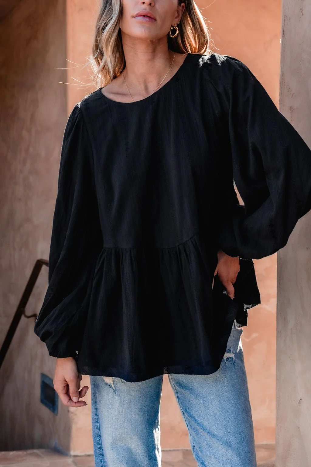 Flowy Black Ruffled Tunic - FINAL SALE - Image 4