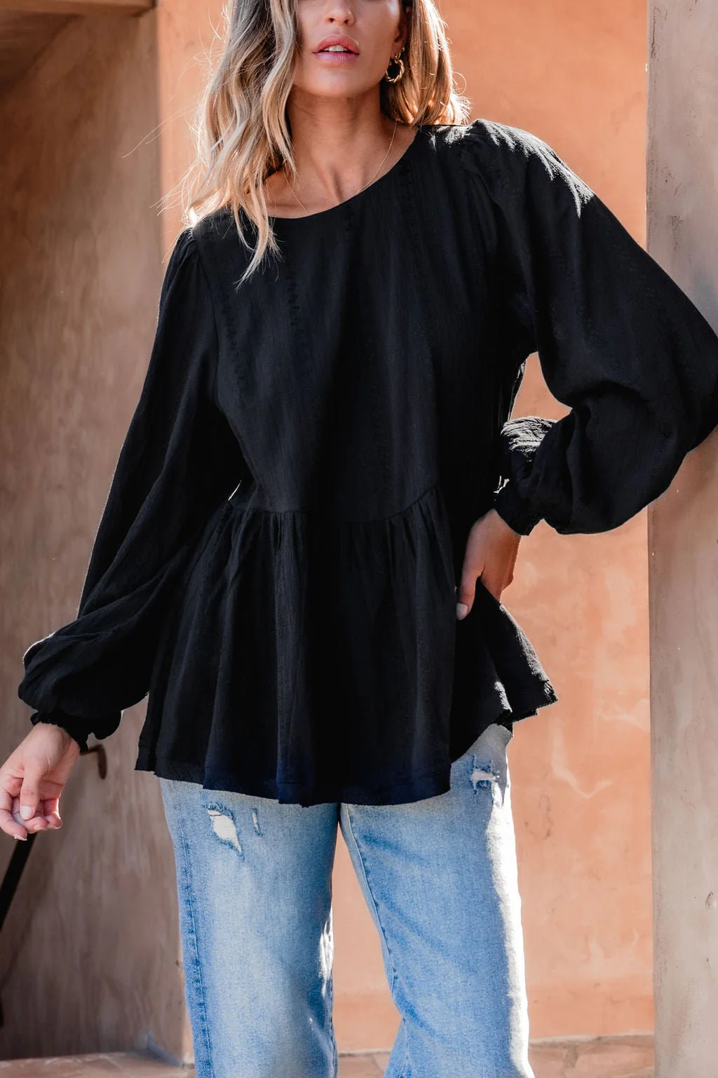 Flowy Black Ruffled Tunic - FINAL SALE - Image 5