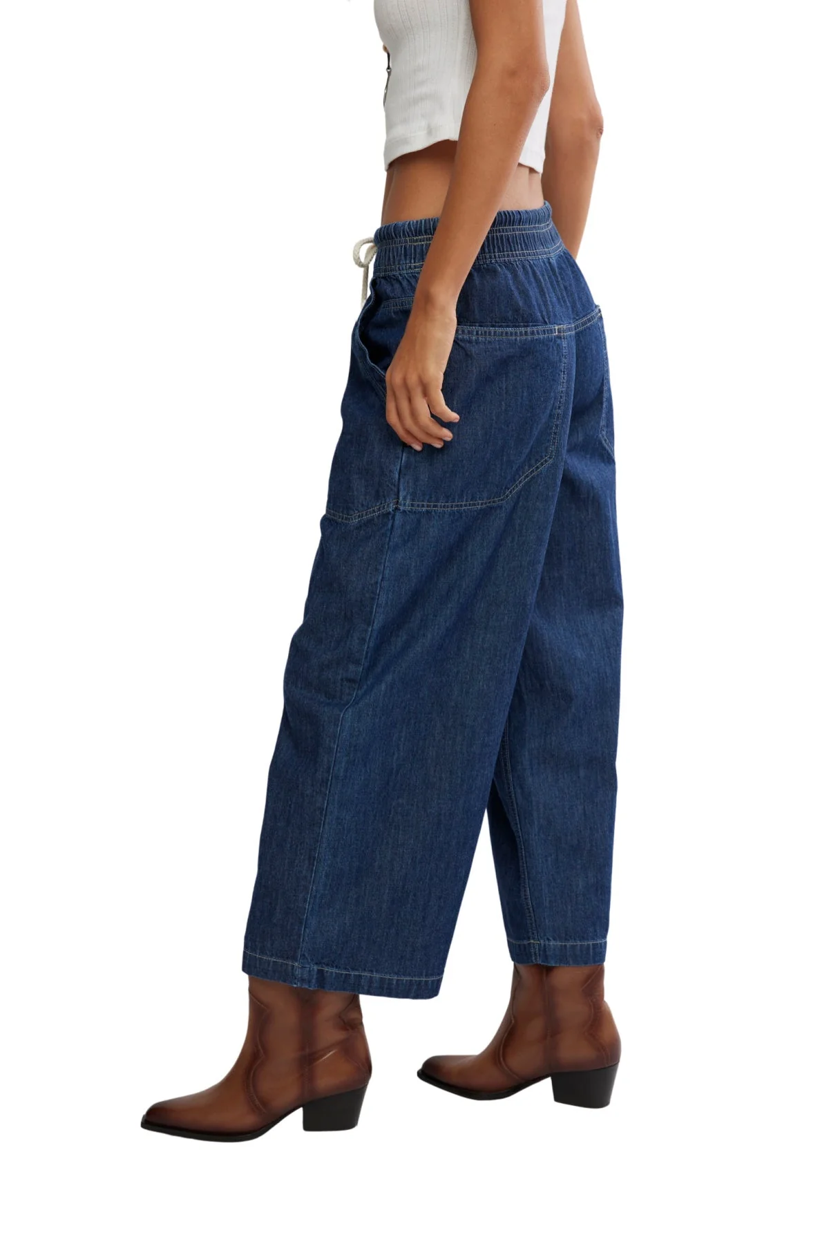 Free People Dark Blue Easy Peasy Pull On Jeans - Image 3