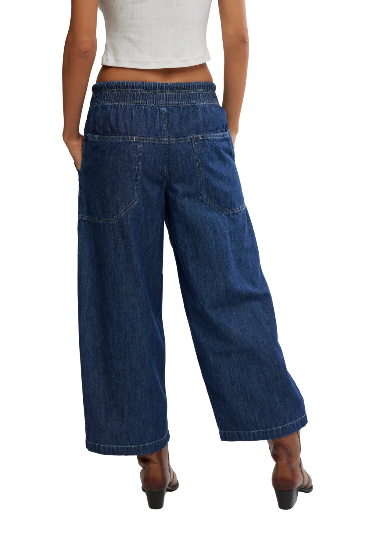 Free People Dark Blue Easy Peasy Pull On Jeans - Image 5