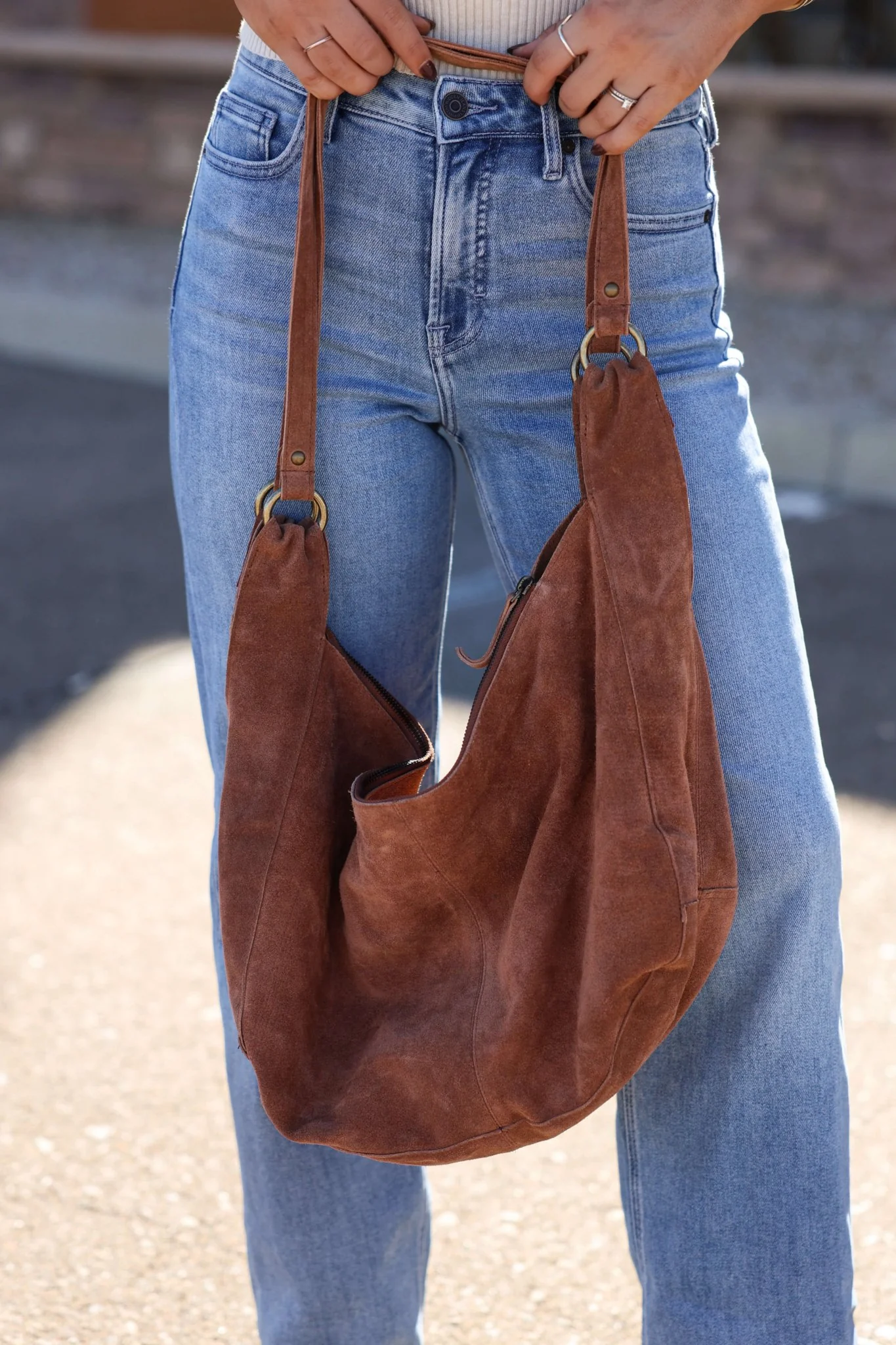 Free People Rust Roma Suede Tote Bag