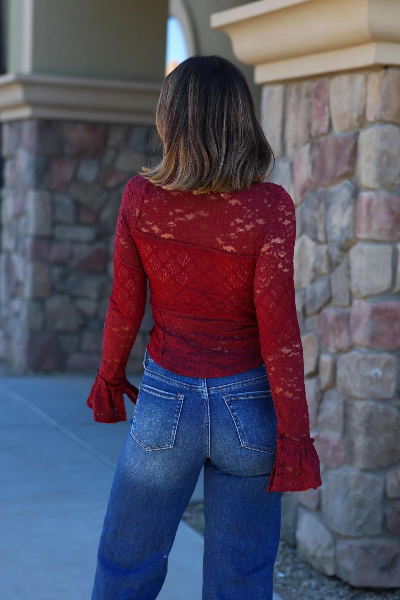 Free People Sheer Lace Flared Long Sleeve Top - FINAL SALE - Image 6
