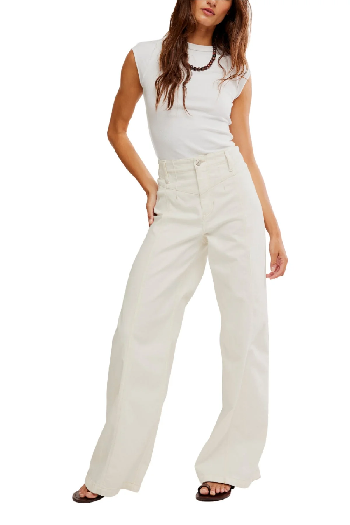 Free People White Libre Wide Leg Jeans