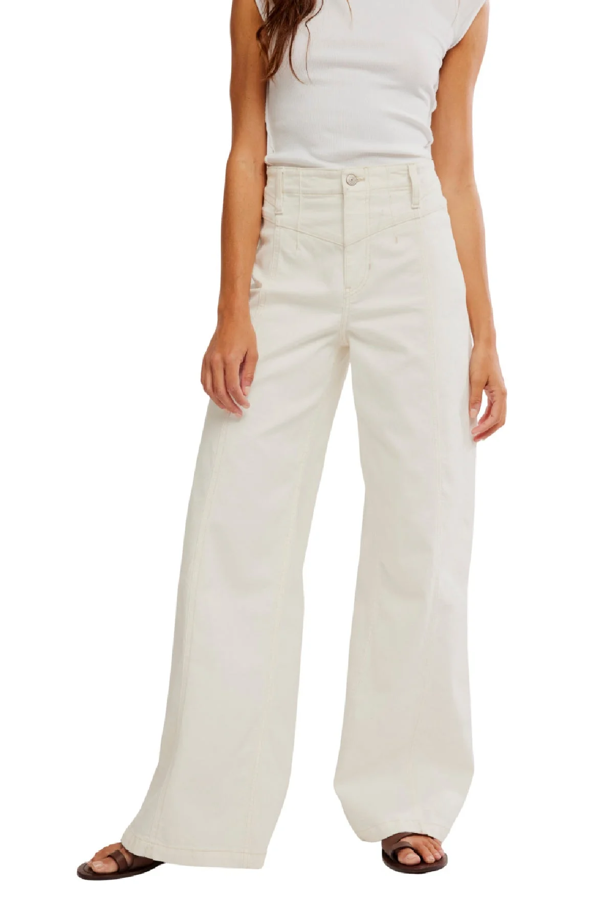 Free People White Libre Wide Leg Jeans - Image 2