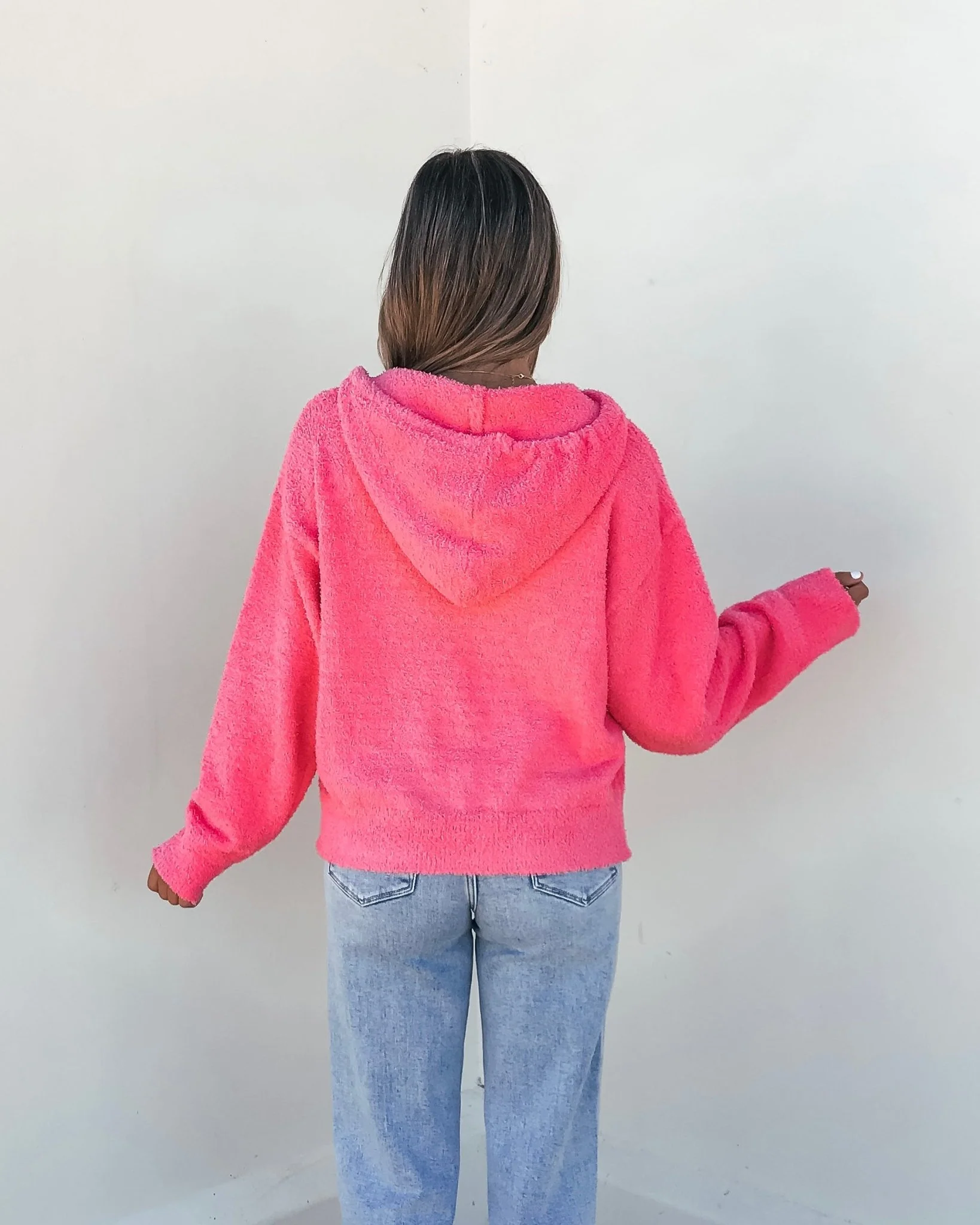Fuzzy Pink Hooded Sweater - Image 4