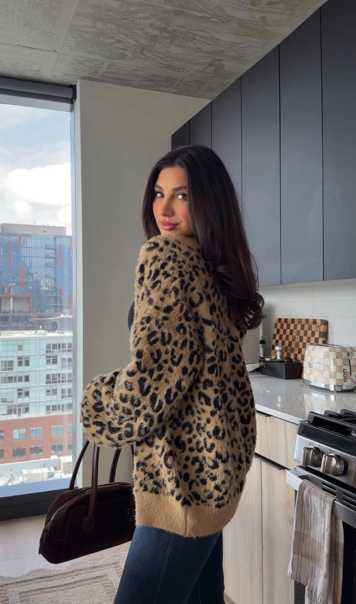 Fuzzy Tan Leopard Open Front Cardigan - FINAL SALE - Image 3