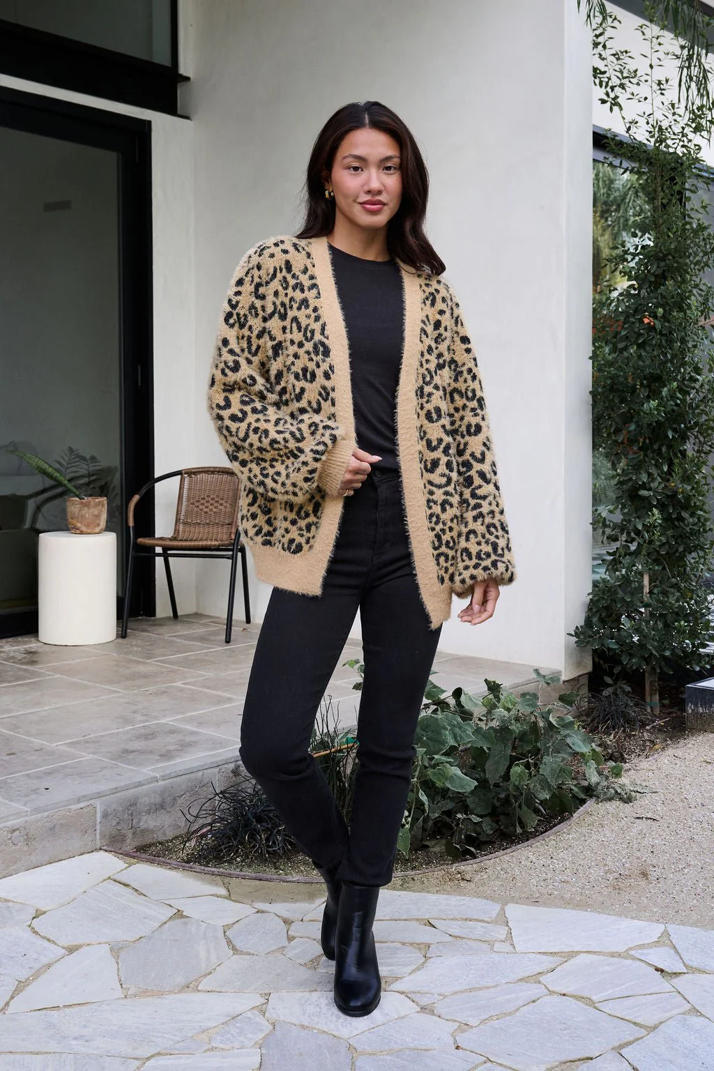 Fuzzy Tan Leopard Open Front Cardigan - FINAL SALE - Image 5