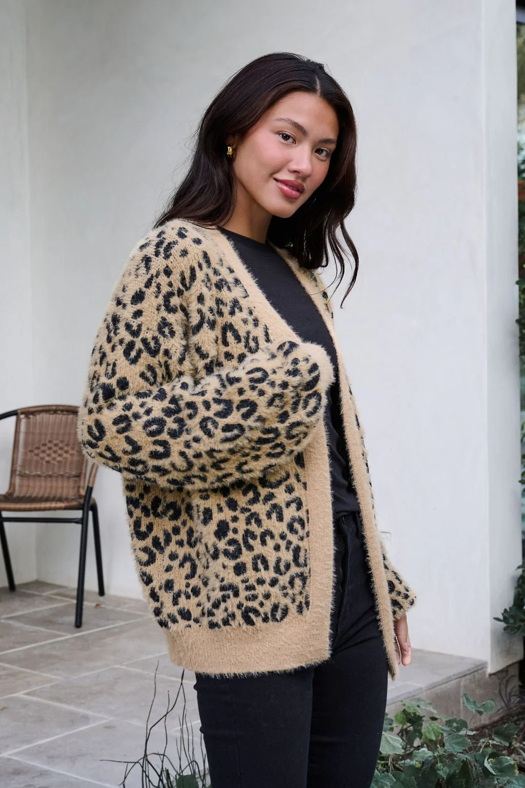 Fuzzy Tan Leopard Open Front Cardigan - FINAL SALE - Image 8