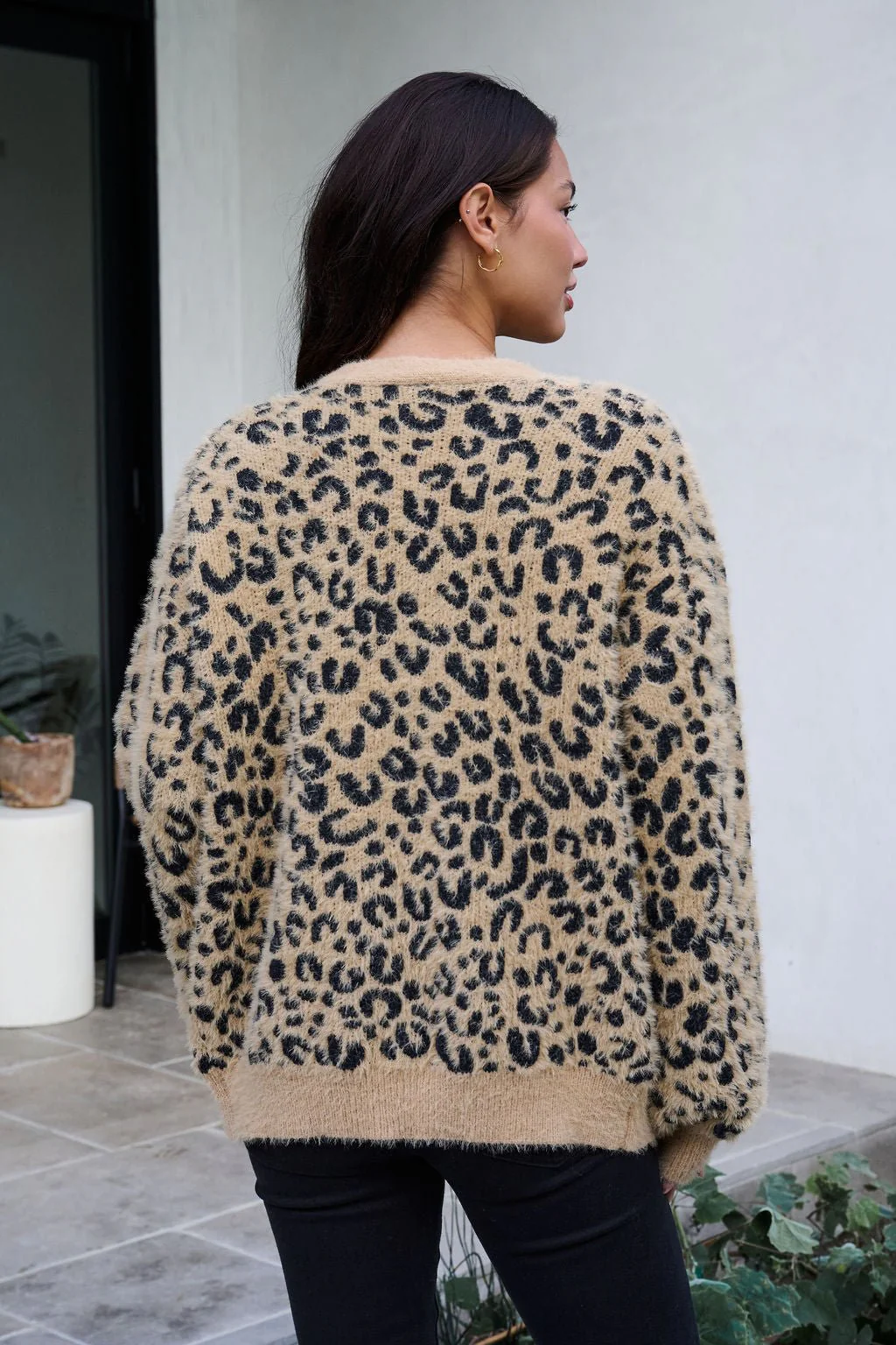 Fuzzy Tan Leopard Open Front Cardigan - FINAL SALE - Image 9