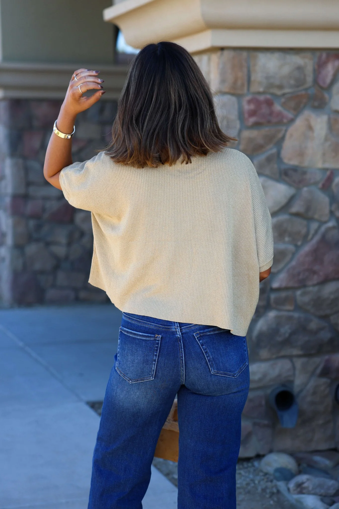 Gold Glittery Short Sleeve Top - FINAL SALE - Image 5