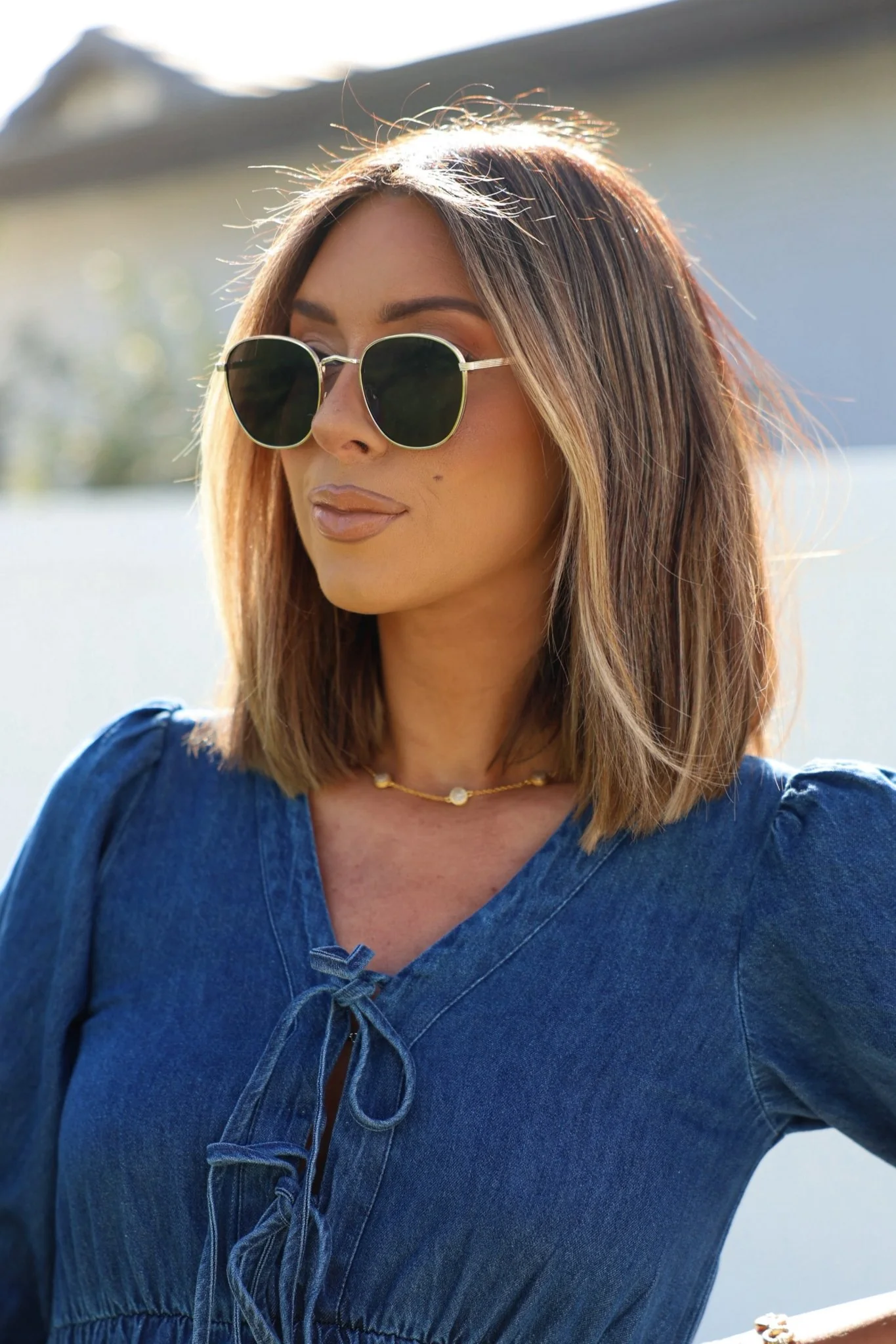 Gold Smoke Lens Narrow Sunglasses - Image 2