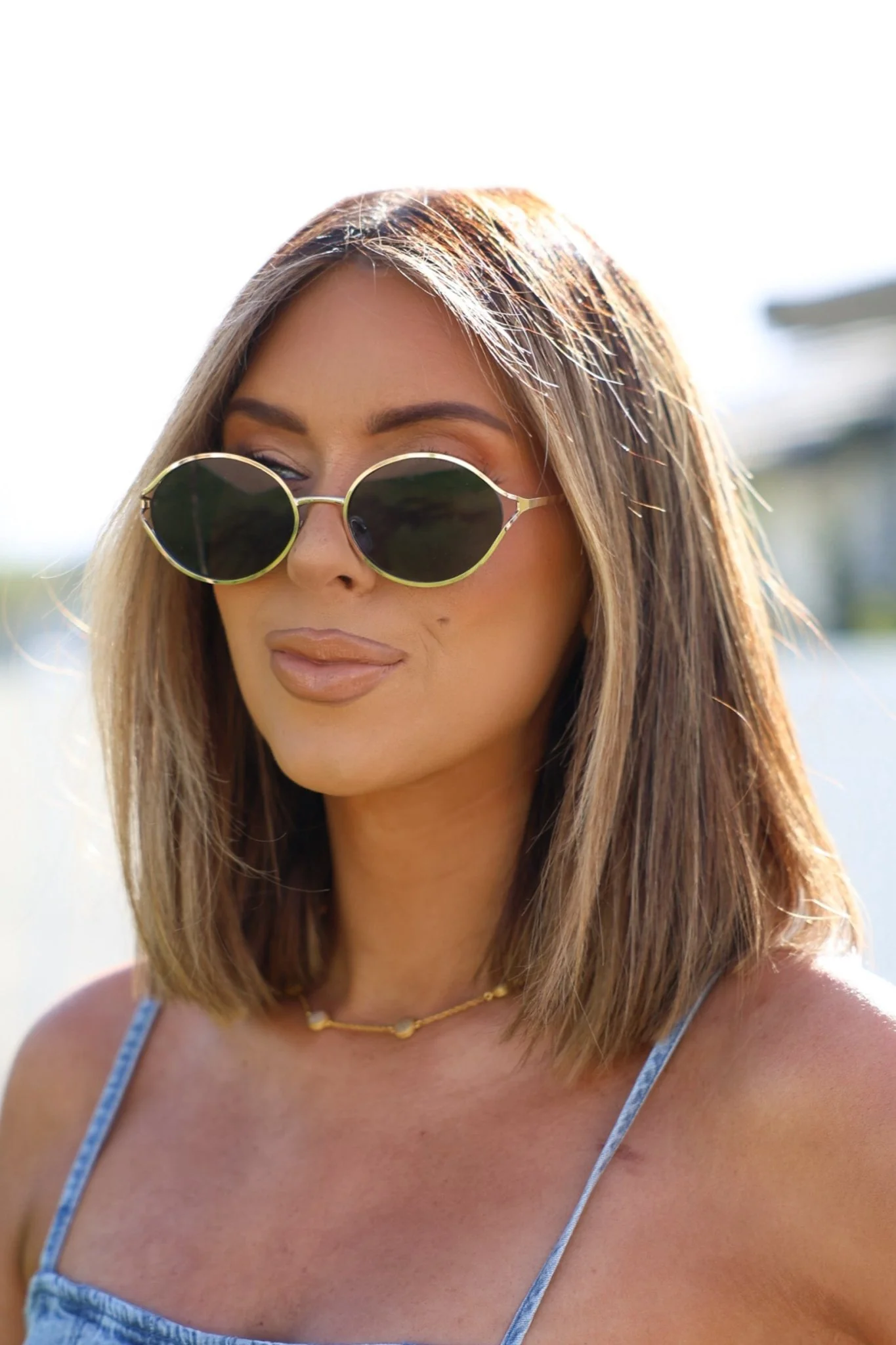 Gold Smoke Lens Round Sunglasses
