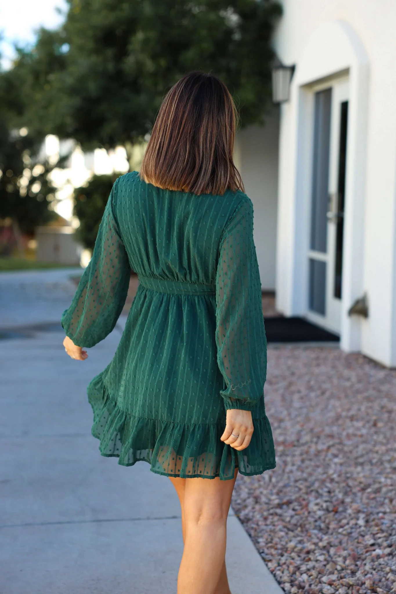 Green Swiss Dot Ruffled Mini Dress - FINAL SALE - Image 5