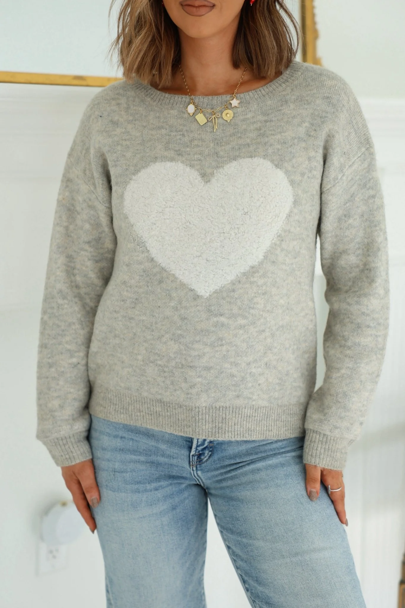 Grey and White Heart Shape Sweater - FINAL SALE - Image 3