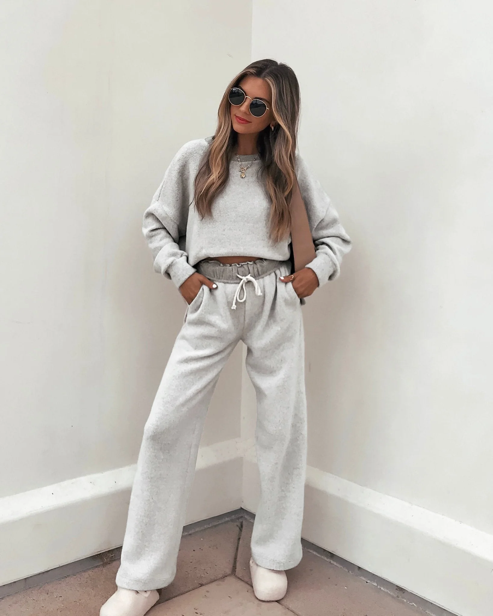 Grey Brushed Lounge Sweatshirt - FINAL SALE - Image 3