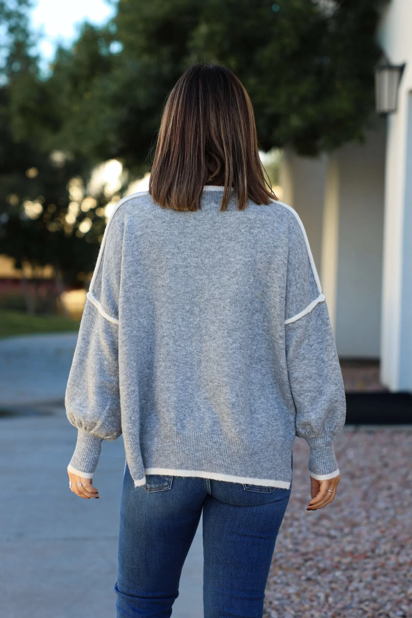 Grey Contrast Detail Pullover Sweater - FINAL SALE - Image 5