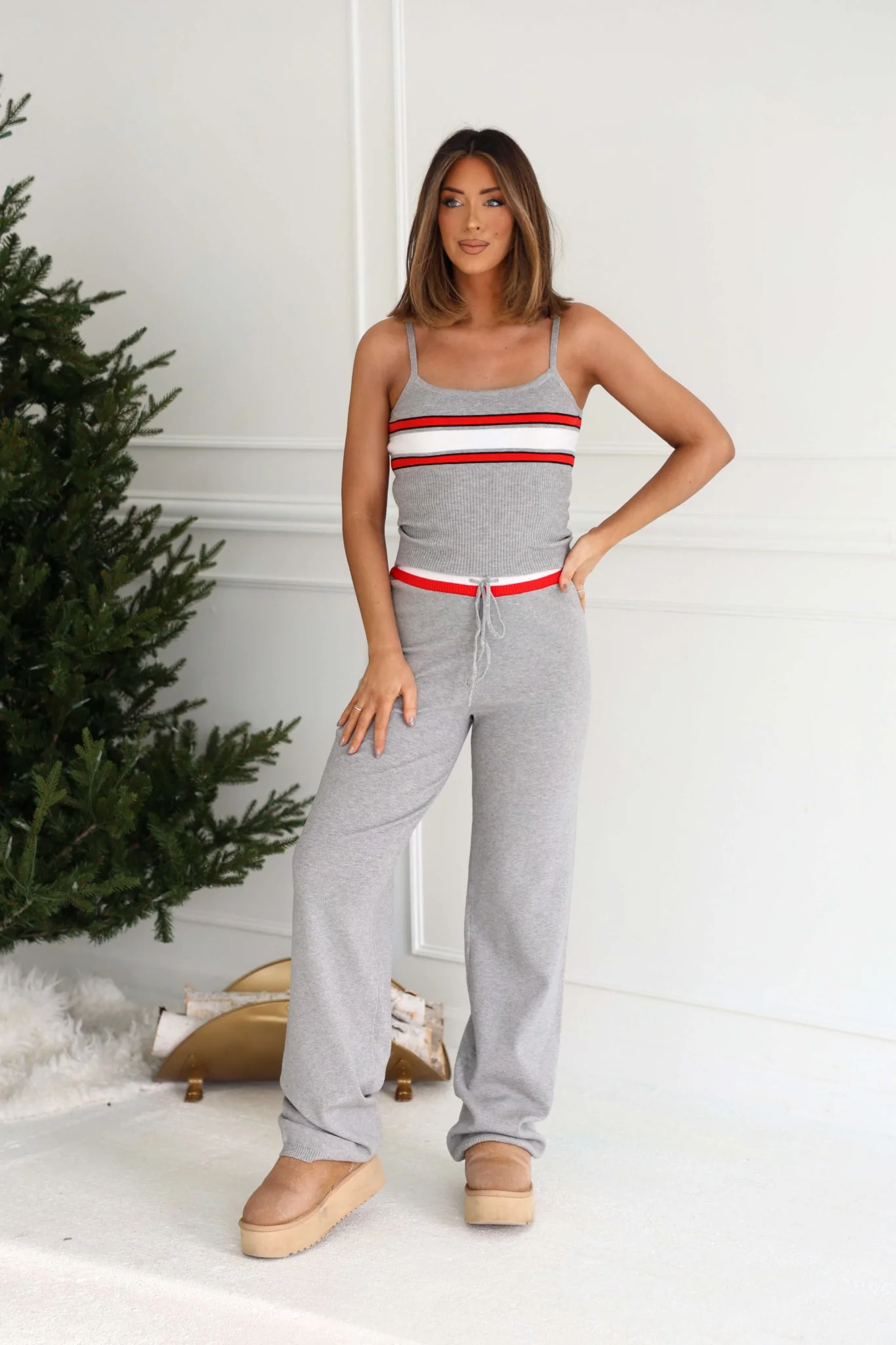 Grey Striped Drawstring Pants - FINAL SALE