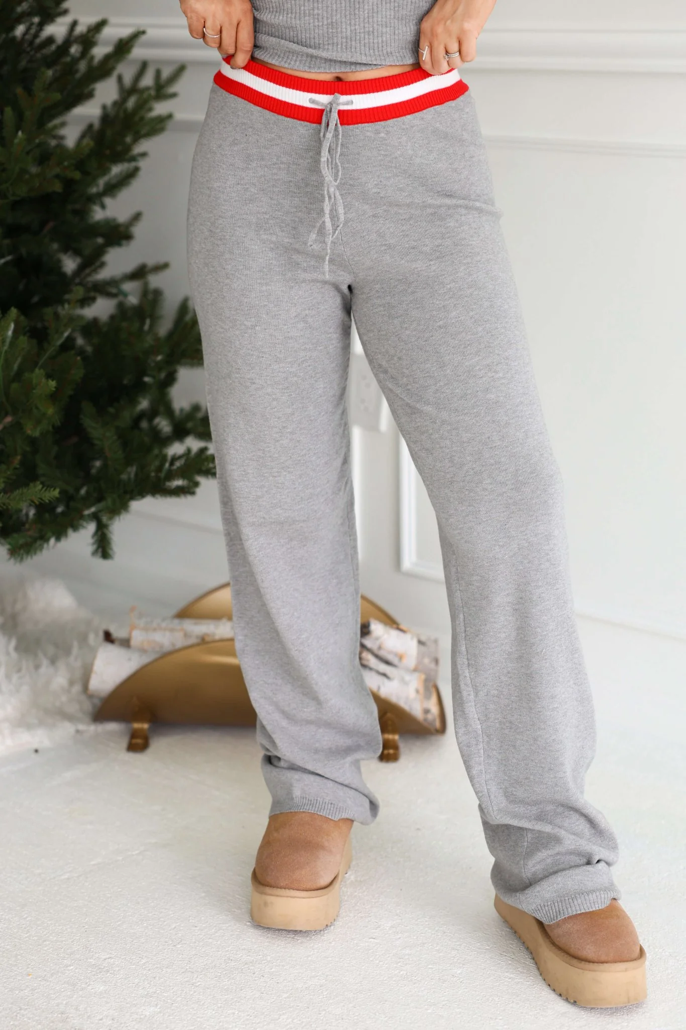 Grey Striped Drawstring Pants - FINAL SALE - Image 2
