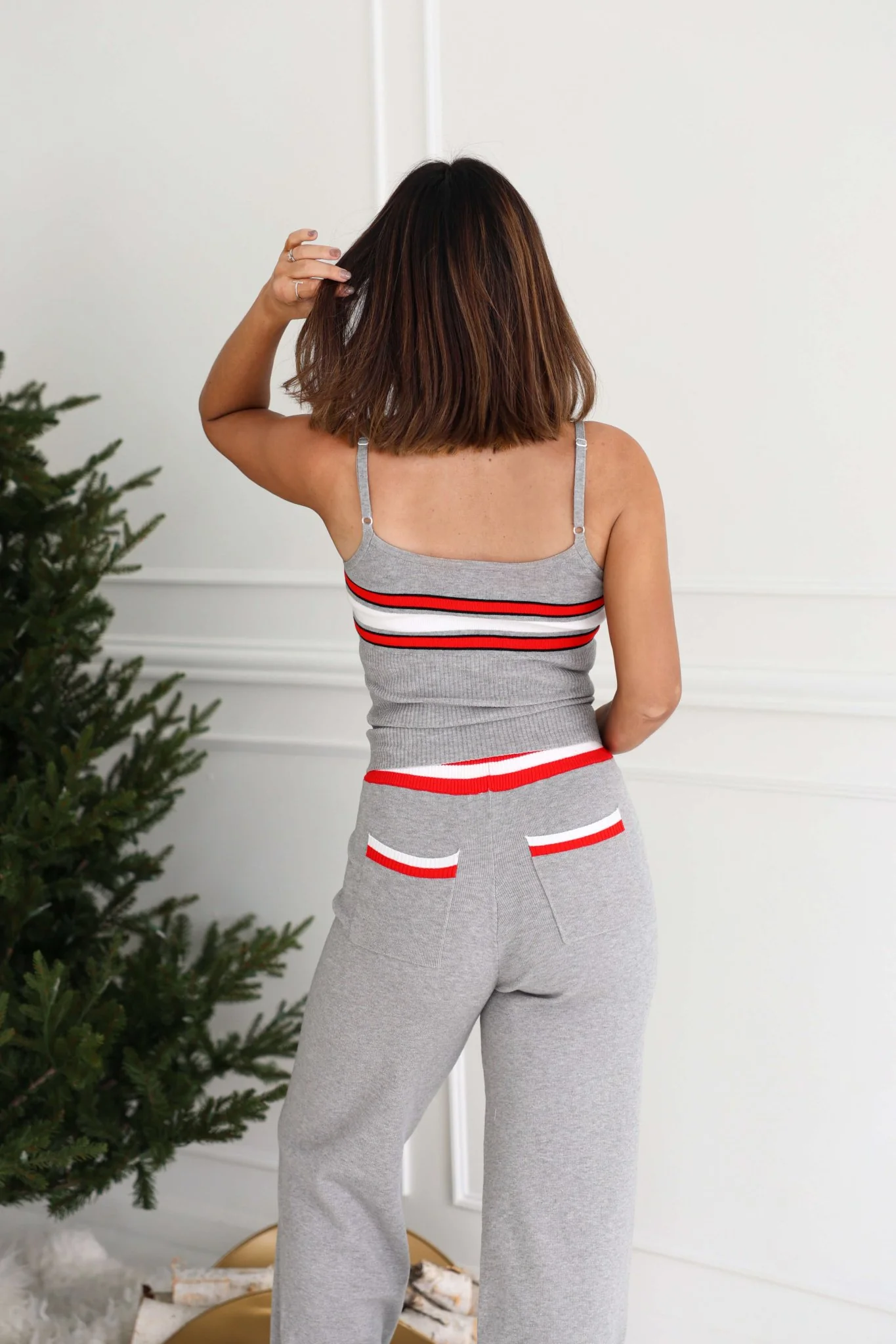 Grey Striped Rib Knit Tank Top - FINAL SALE - Image 5