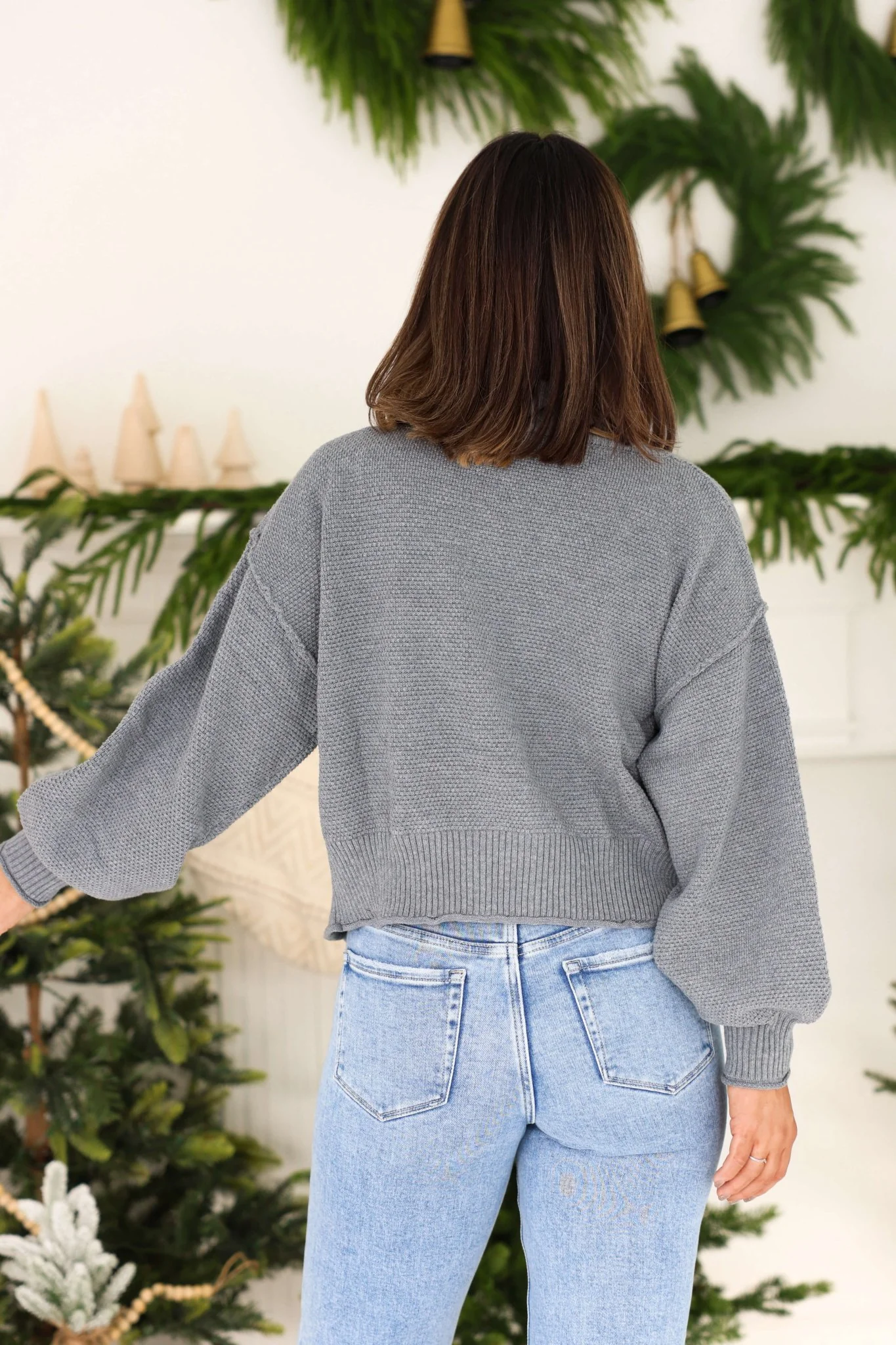 Grey Waffle Knit Open Front Cardigan - FINAL SALE - Image 5
