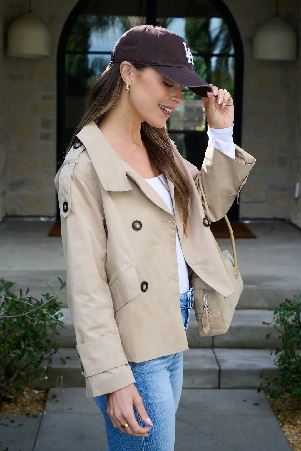 Harper Beige Trench Coat - Image 9