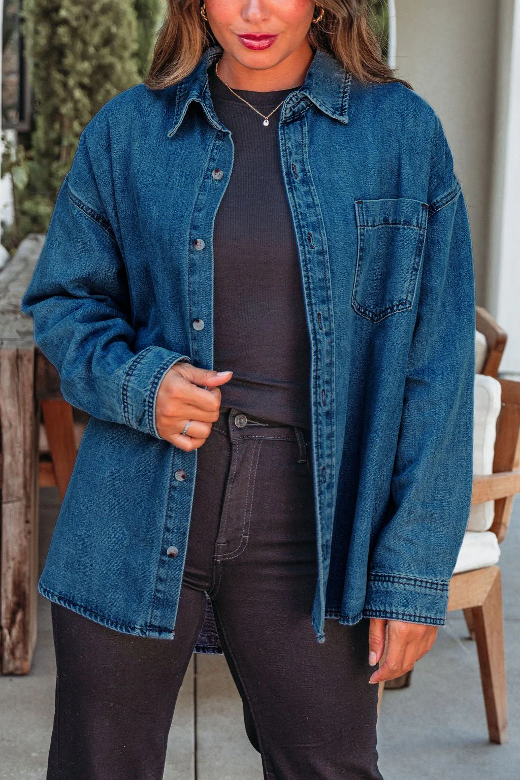 Harvest Blues Dark Denim Shacket-FINAL SALE - Image 4