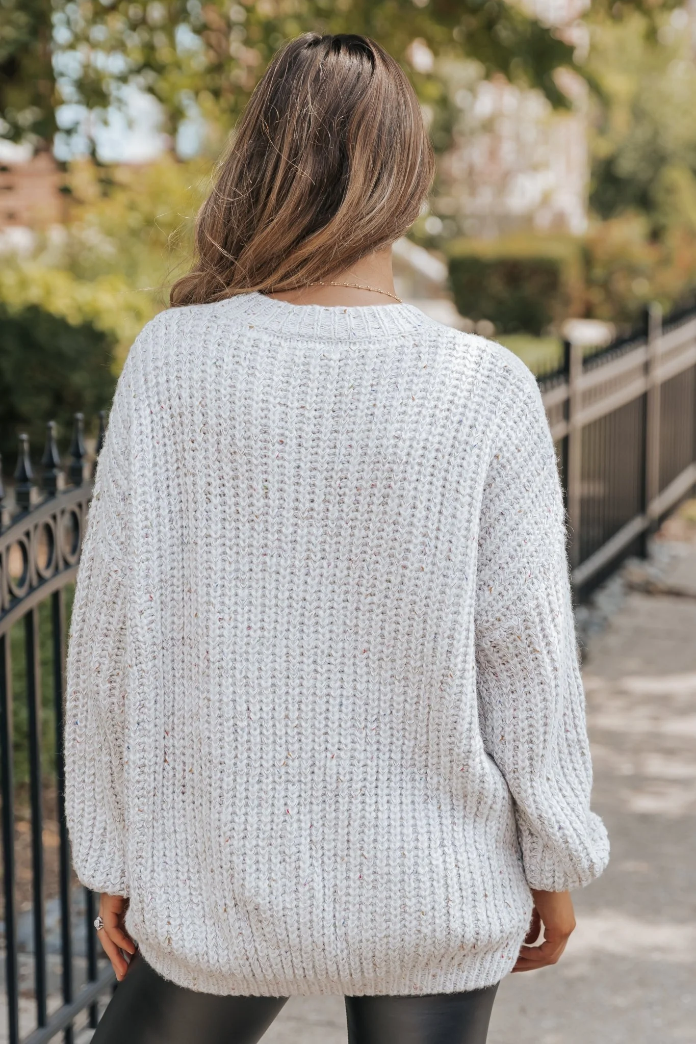 Heather Grey Confetti Cable Knit Sweater-FINAL SALE - Image 7