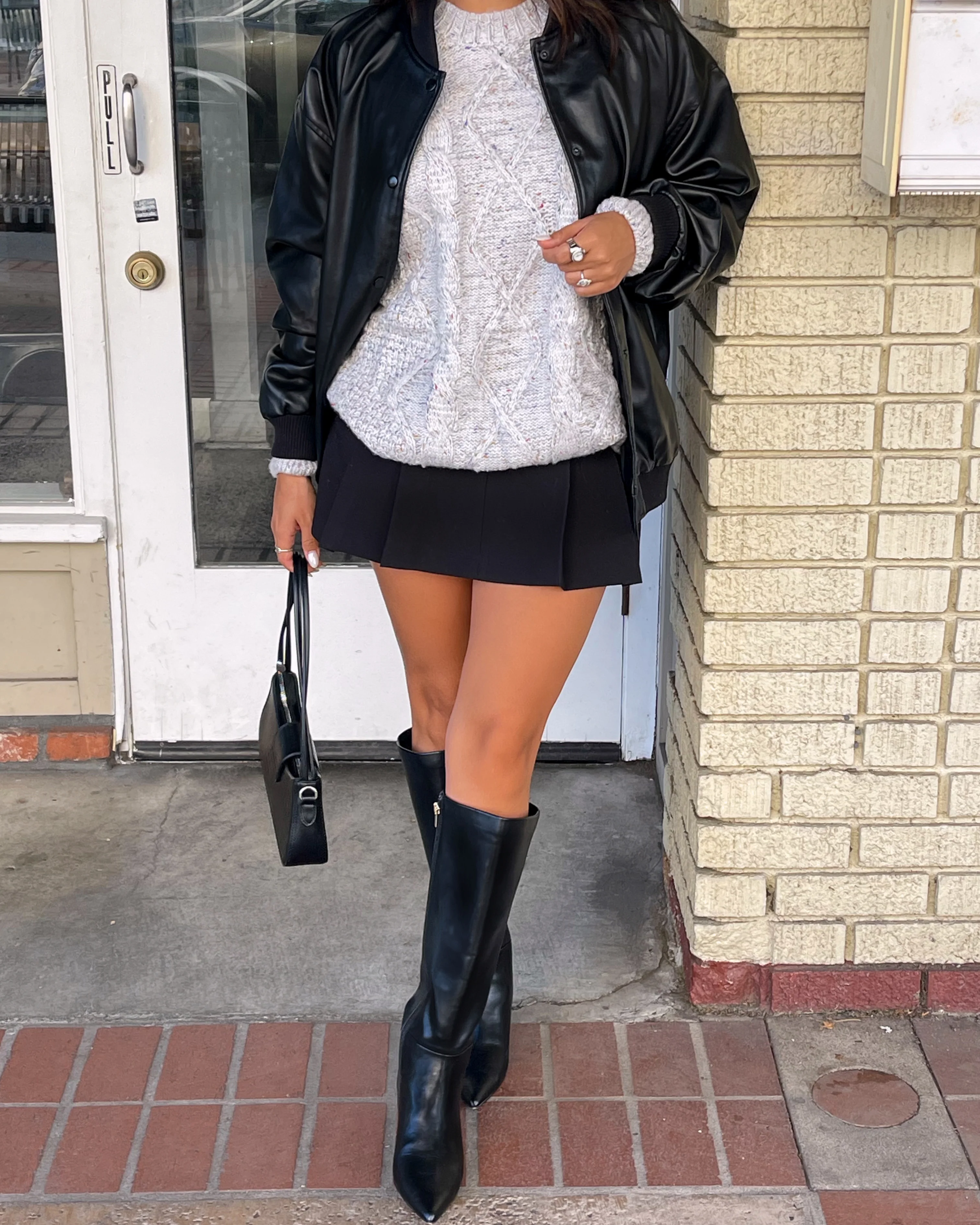 Heather Grey Confetti Cable Knit Sweater-FINAL SALE - Image 9