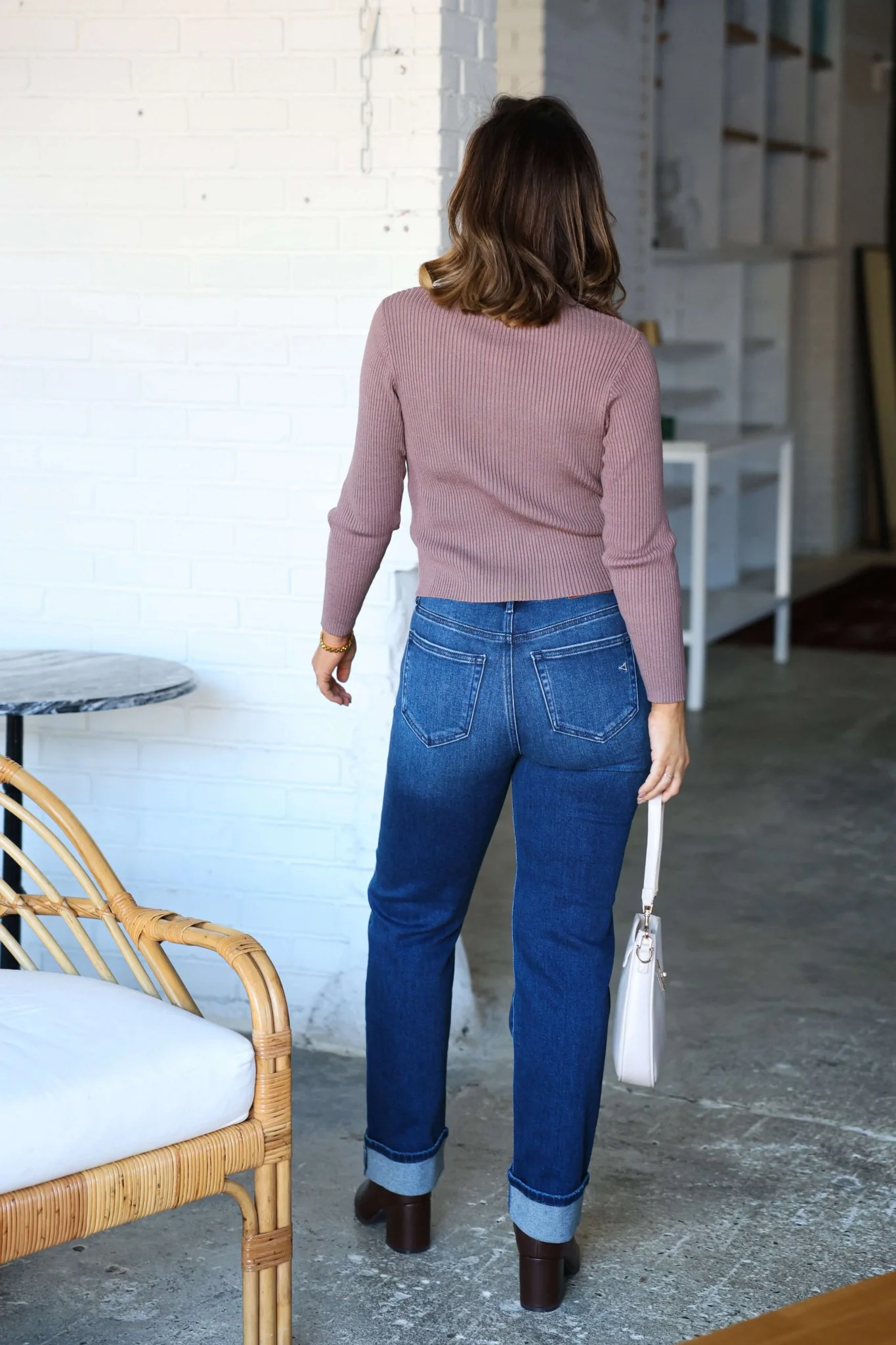 Hidden Dark Wash High Rise Cuffed Jeans - Image 4