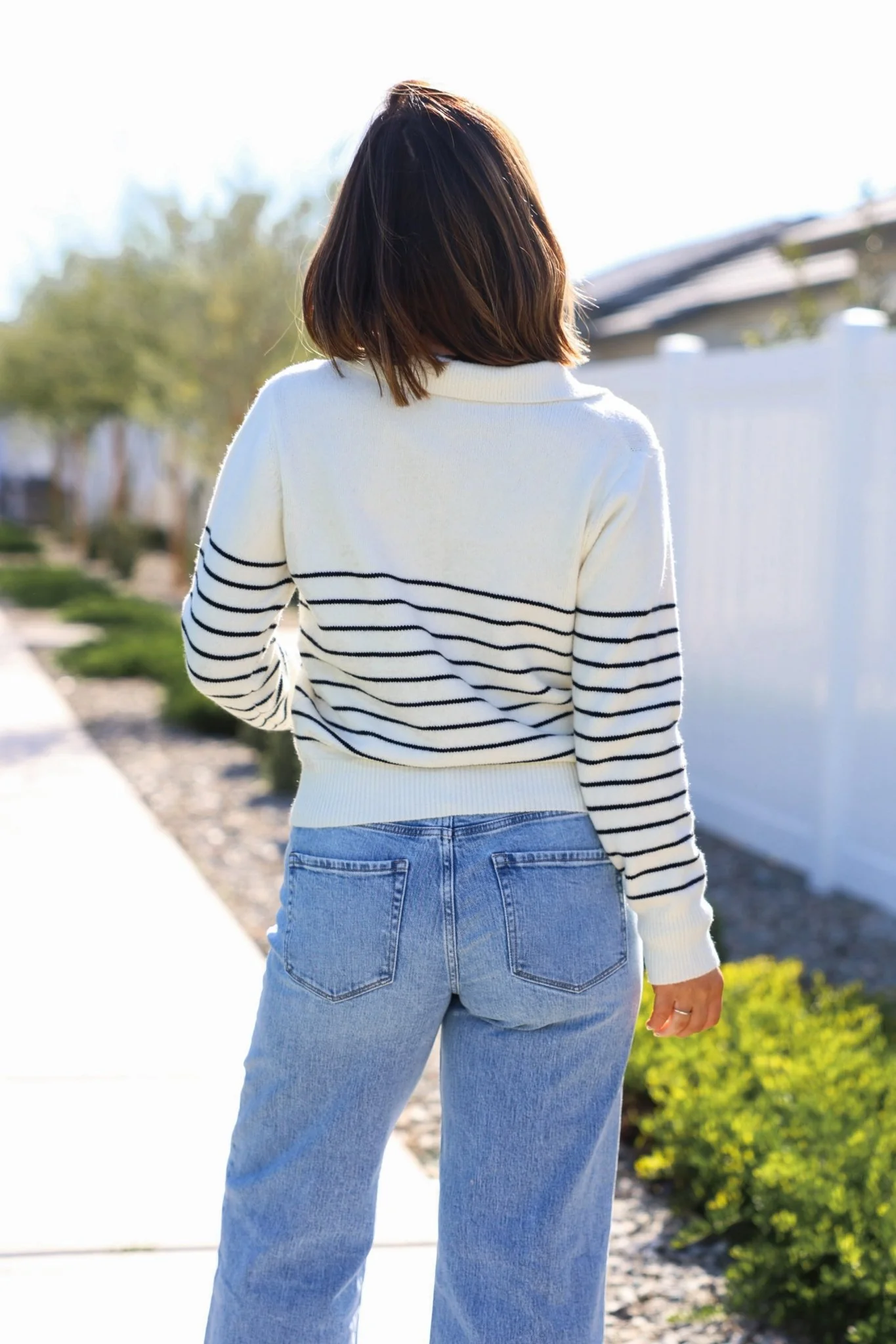 Ivory and Black Stripe Ribbed Sweater - FINAL SALE - Image 5