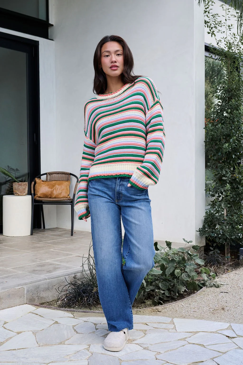 Ivory Multi Striped Crewneck Sweater-FINAL SALE - Image 5