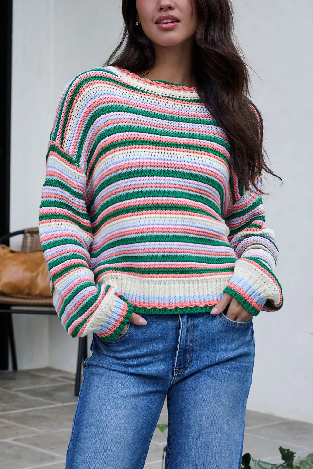 Ivory Multi Striped Crewneck Sweater-FINAL SALE - Image 6