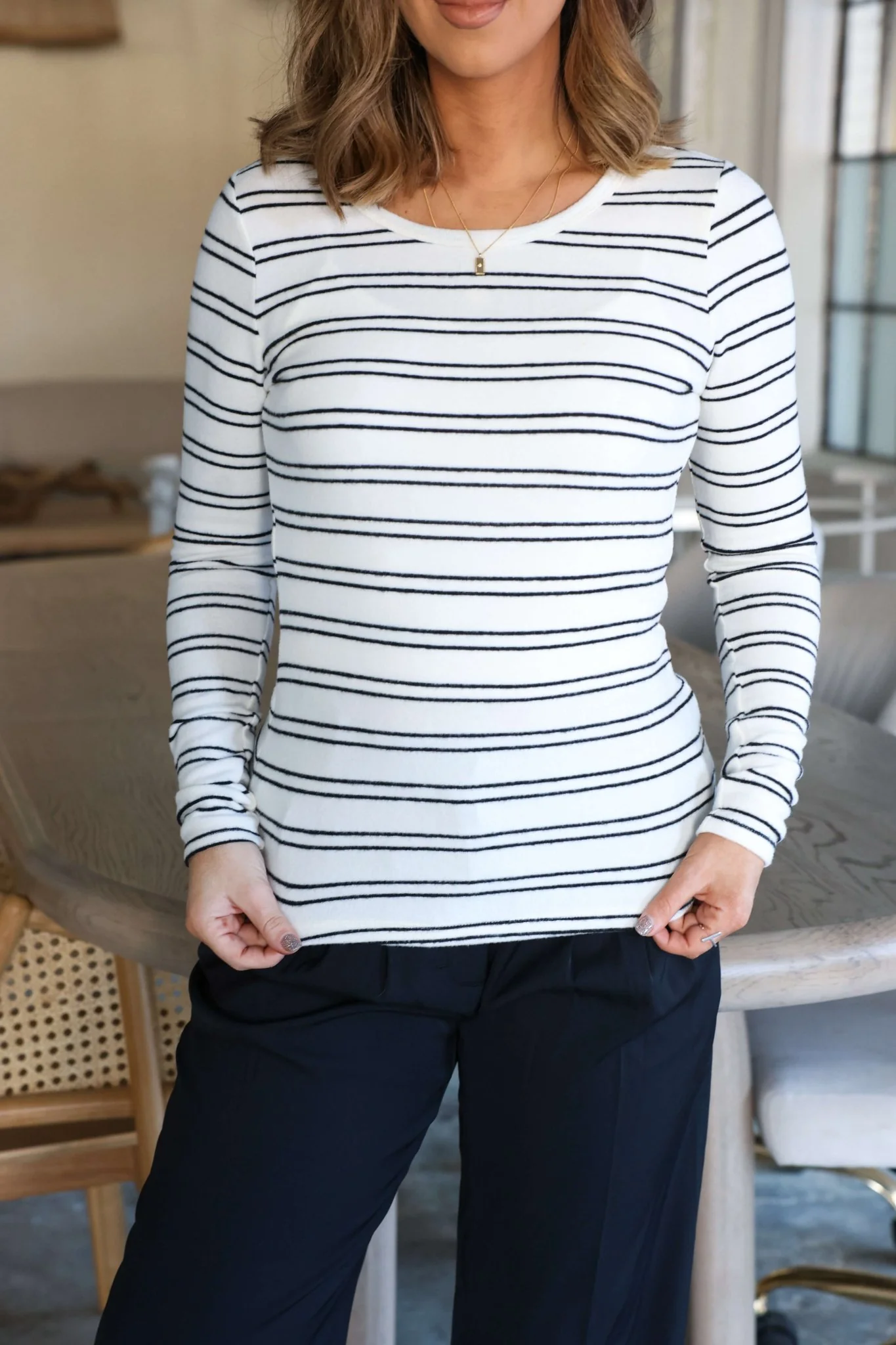 Jenna Black and White Double Stripe Top-FINAL SALE - Image 3