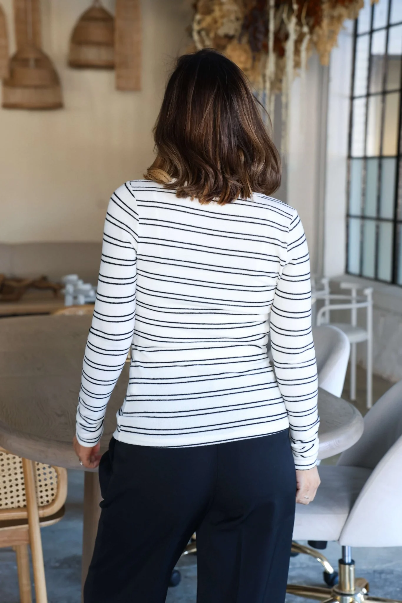Jenna Black and White Double Stripe Top-FINAL SALE - Image 4
