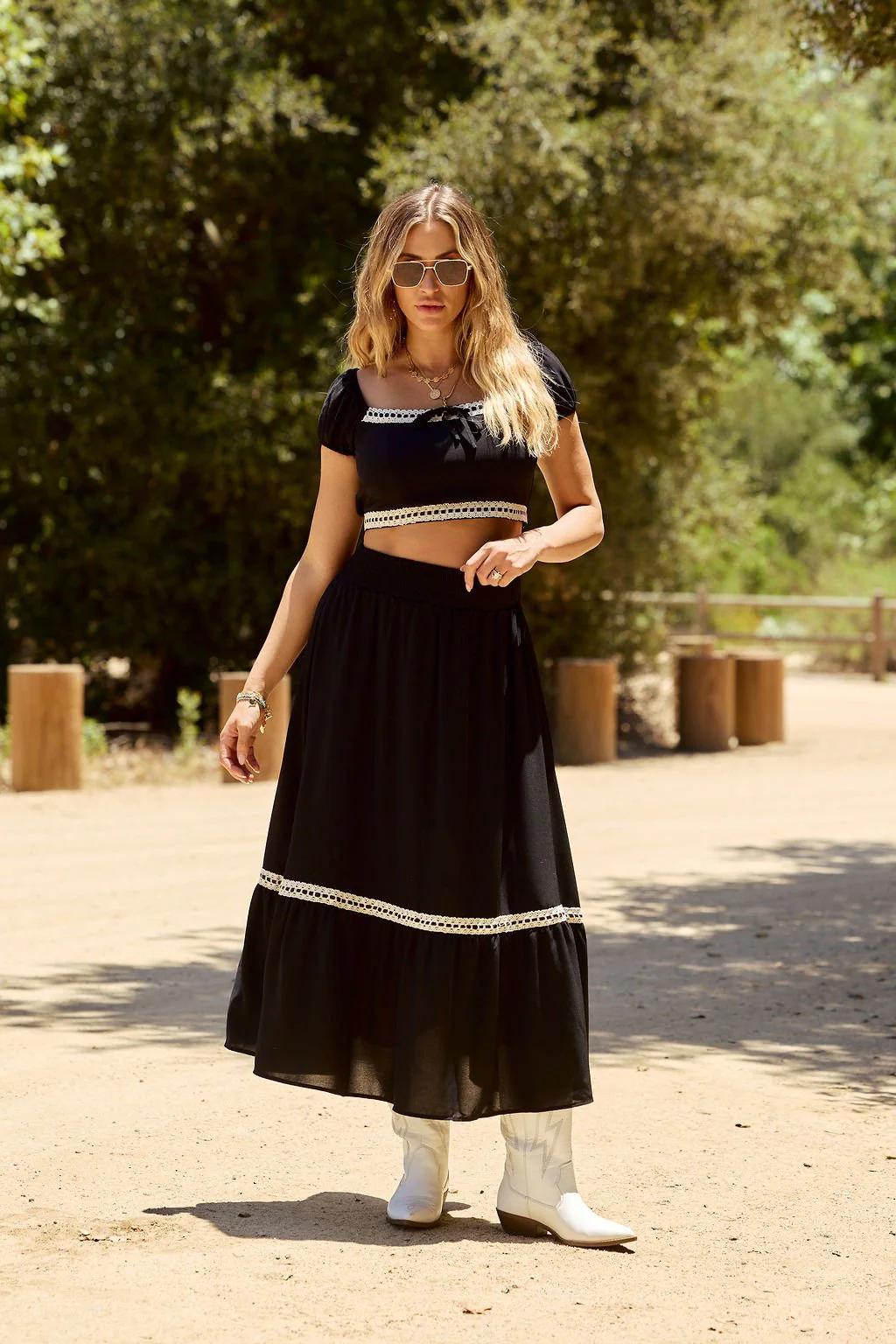 Jolene Black Lace Trim Crop Top - FINAL SALE - Image 8
