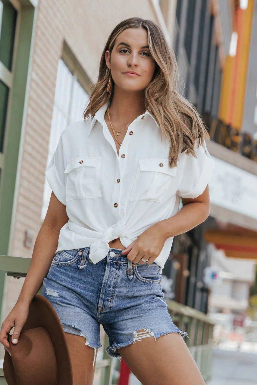 Keep It Simple White Button Down Shirt - Image 3