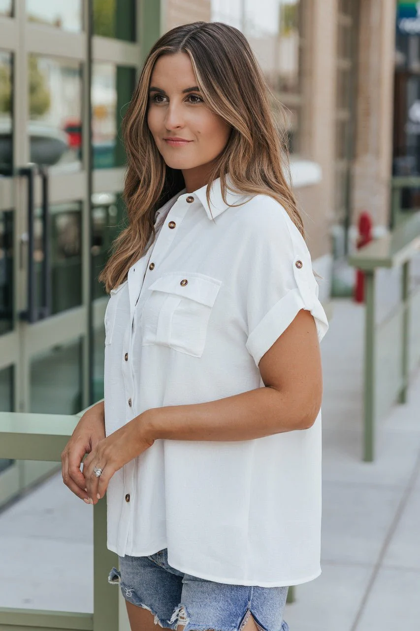 Keep It Simple White Button Down Shirt - Image 8