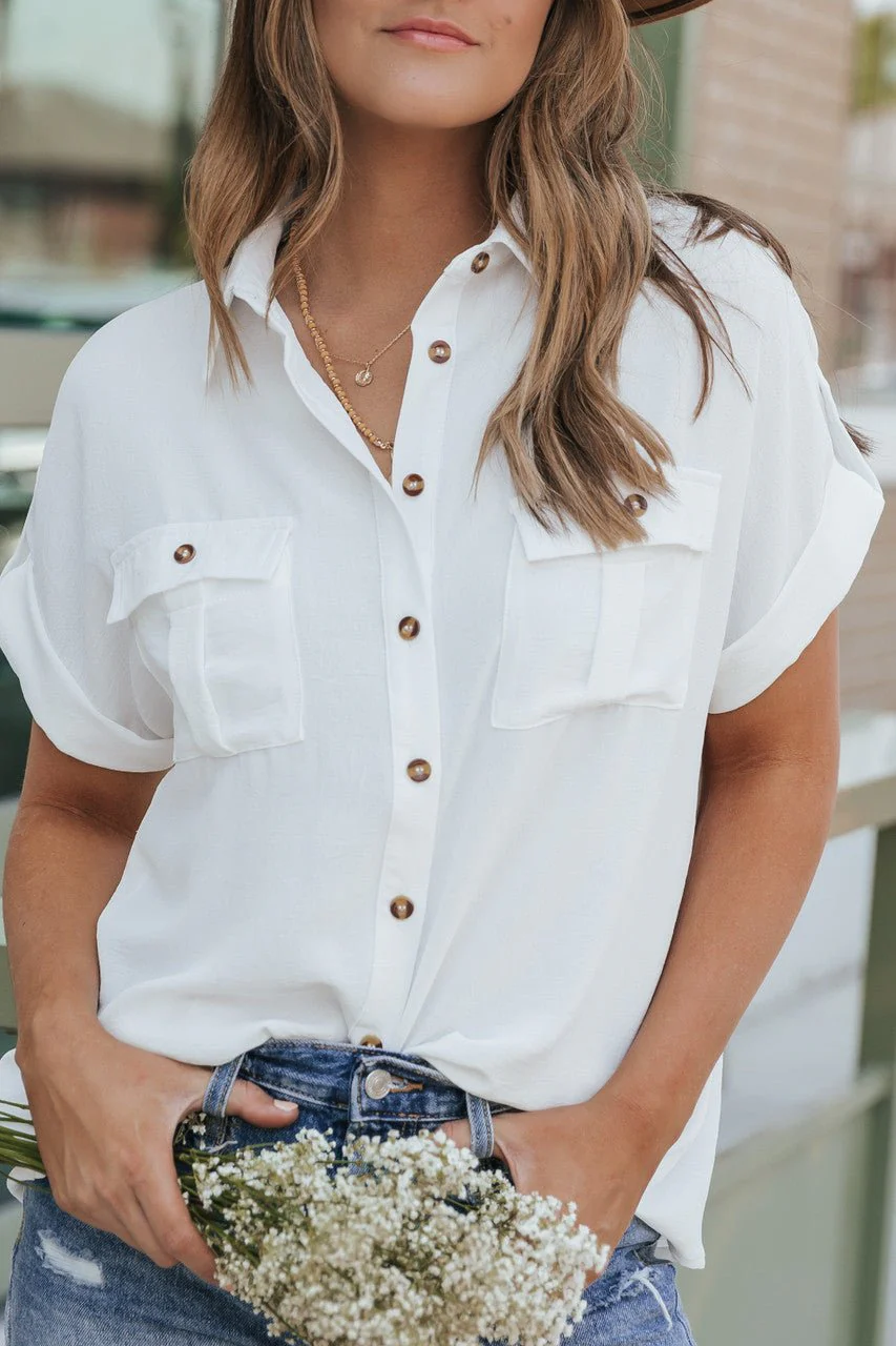 Keep It Simple White Button Down Shirt - Image 9