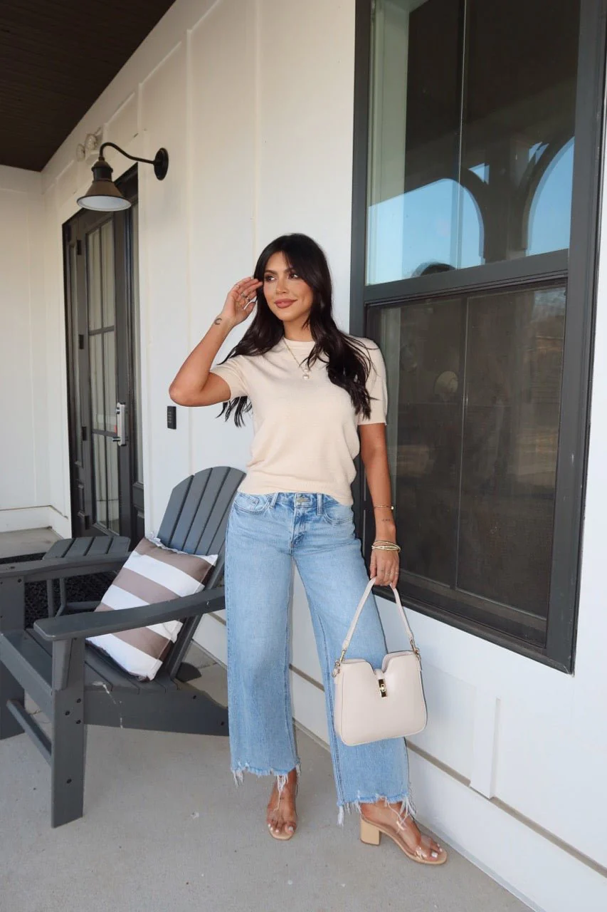 Kiersten Champagne Short Sleeve Sweater - Image 2