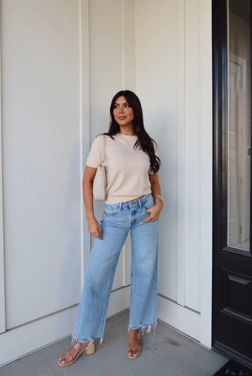 Kiersten Champagne Short Sleeve Sweater - Image 3