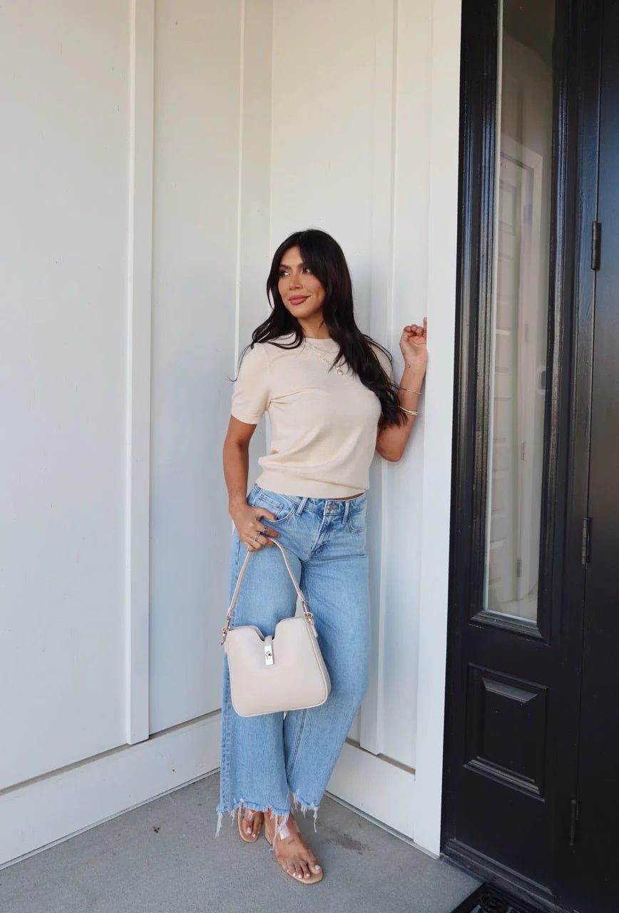 Kiersten Champagne Short Sleeve Sweater - Image 7