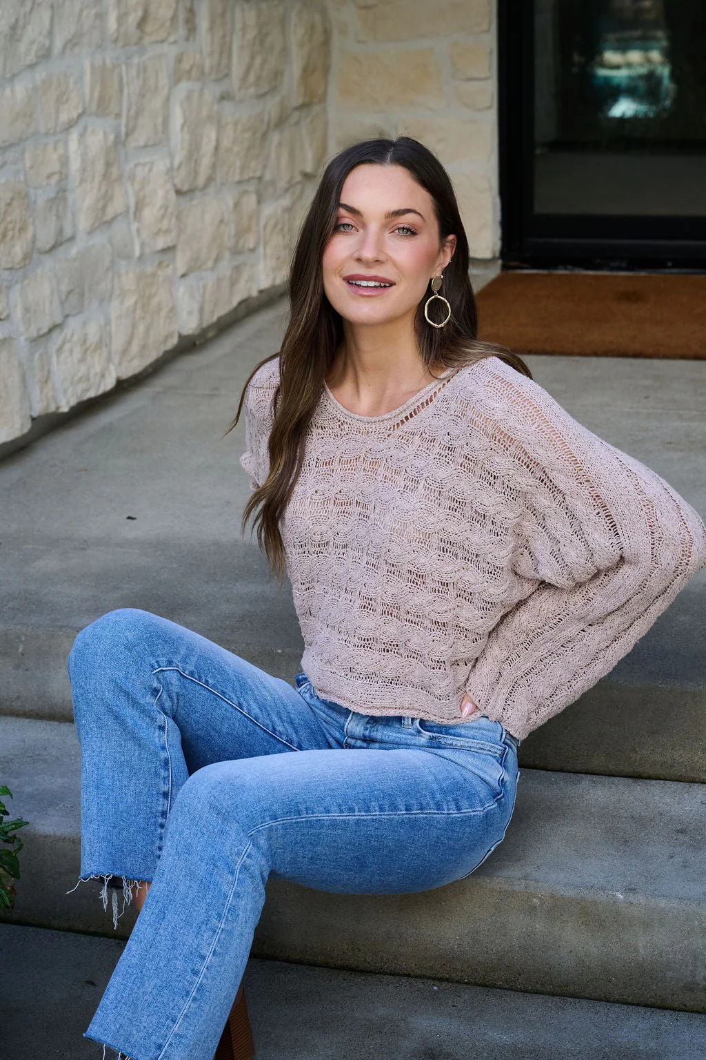 Laurel Taupe Open Knit Sweater - FINAL SALE
