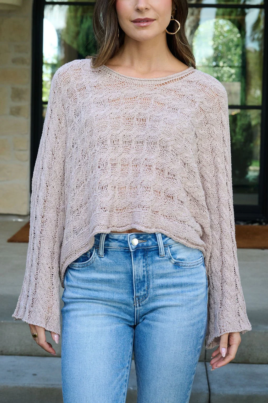 Laurel Taupe Open Knit Sweater - FINAL SALE - Image 10
