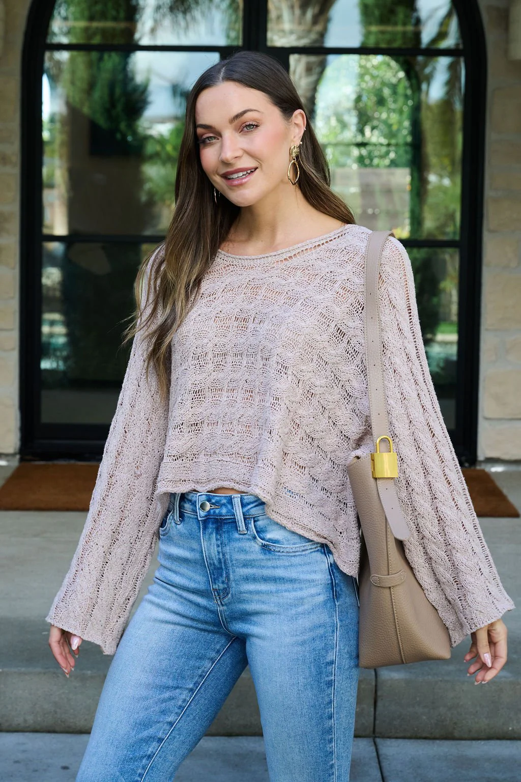 Laurel Taupe Open Knit Sweater - FINAL SALE - Image 11
