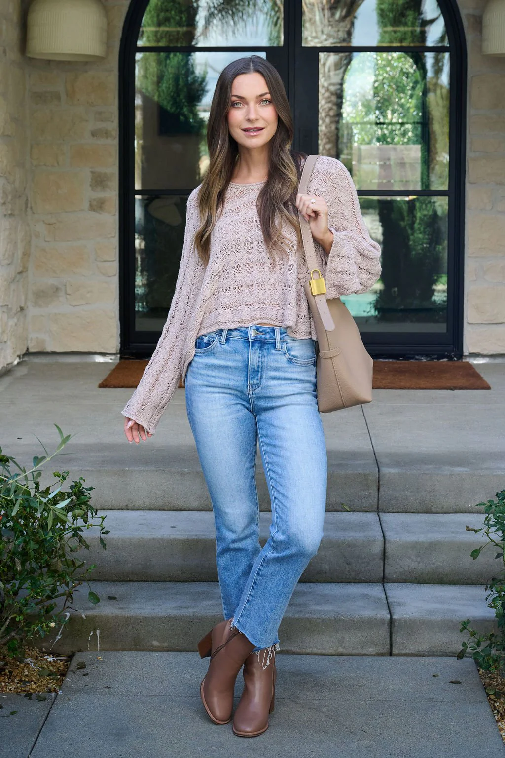 Laurel Taupe Open Knit Sweater - FINAL SALE - Image 4