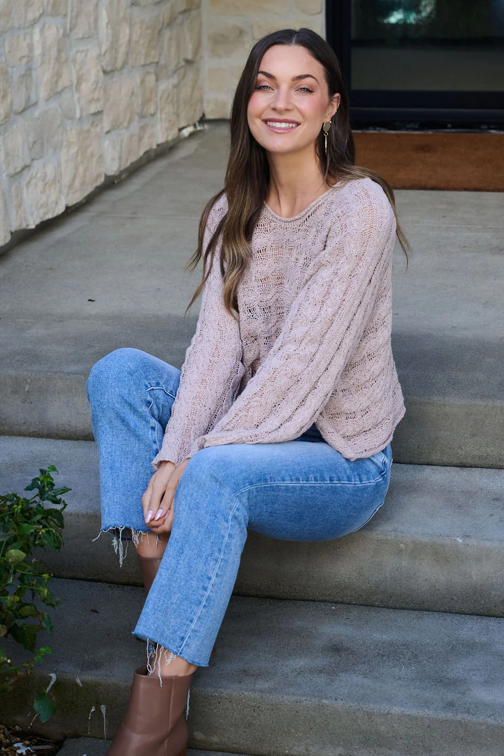 Laurel Taupe Open Knit Sweater - FINAL SALE - Image 5
