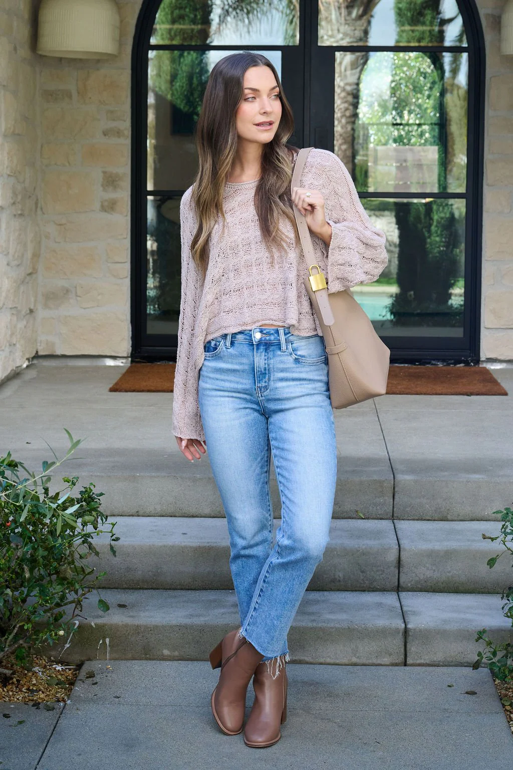 Laurel Taupe Open Knit Sweater - FINAL SALE - Image 6