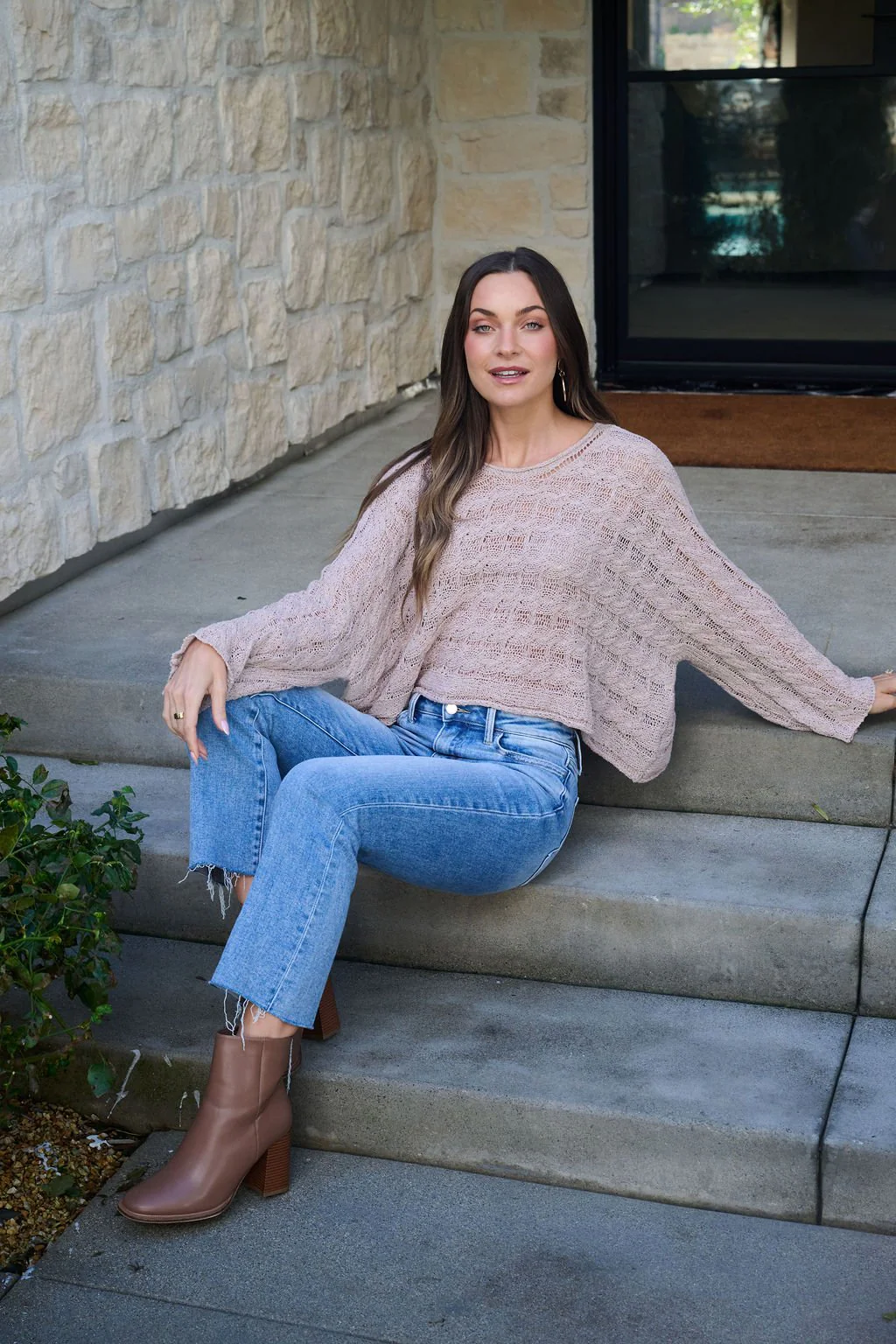Laurel Taupe Open Knit Sweater - FINAL SALE - Image 9