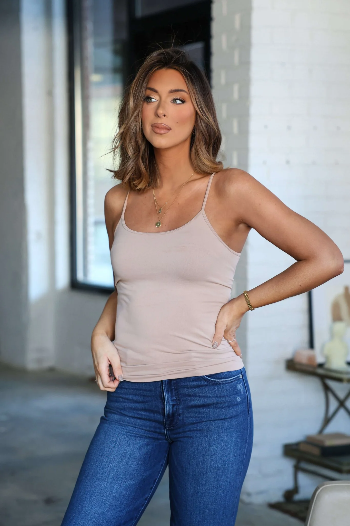 Light Taupe Seamless Cami Tank Top