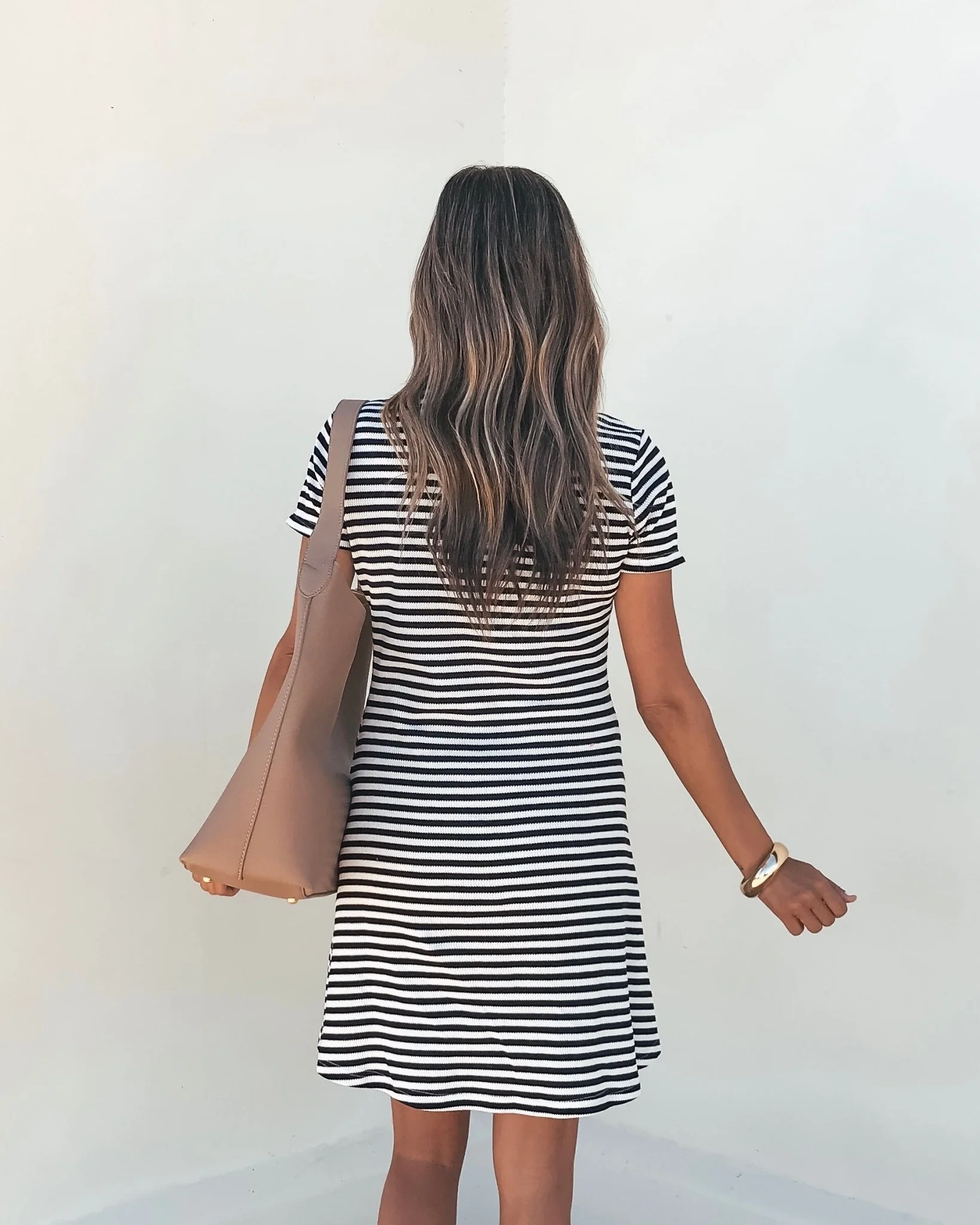 Lucy Black and White Striped Mini Dress - Image 4